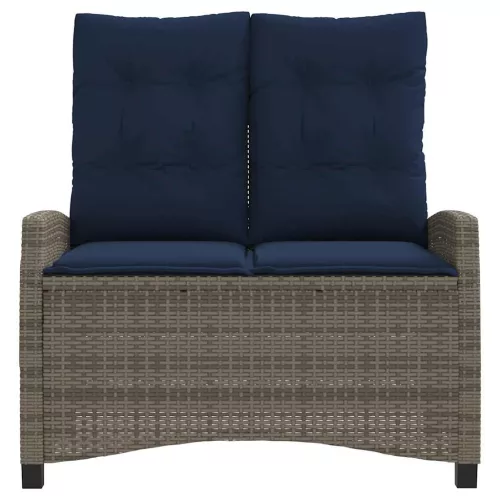  szürke polyrattan dönthető kerti pad párnával