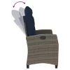  szürke polyrattan dönthető kerti pad párnával