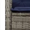  szürke polyrattan dönthető kerti pad párnával