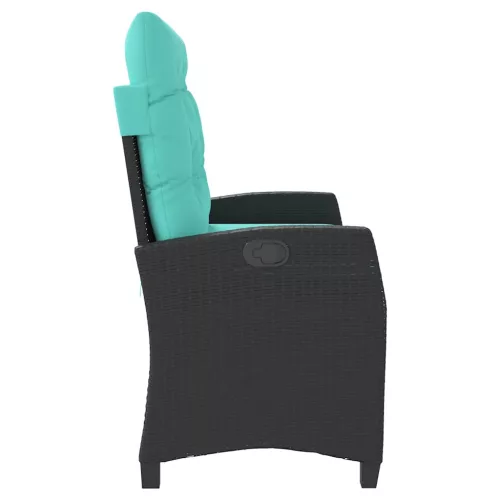  fekete polyrattan dönthető kerti pad párnával