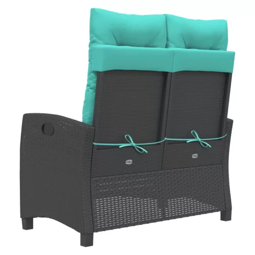  fekete polyrattan dönthető kerti pad párnával