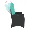  fekete polyrattan dönthető kerti pad párnával