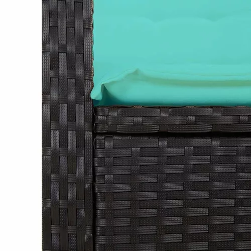  fekete polyrattan dönthető kerti pad párnával