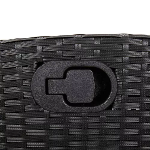  fekete polyrattan dönthető kerti pad párnával
