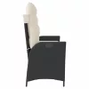  fekete polyrattan dönthető kerti pad párnával