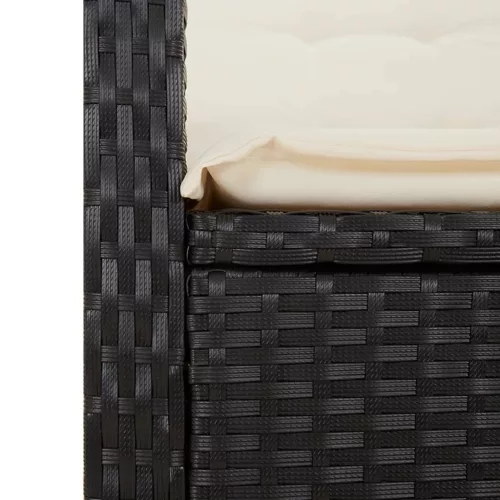  fekete polyrattan dönthető kerti pad párnával