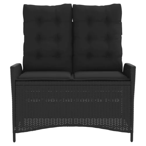  fekete polyrattan dönthető kerti pad párnával