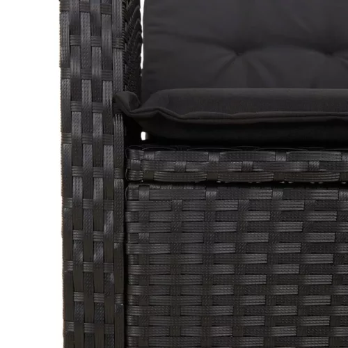  fekete polyrattan dönthető kerti pad párnával