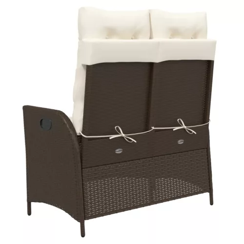  barna polyrattan dönthető kerti pad párnával