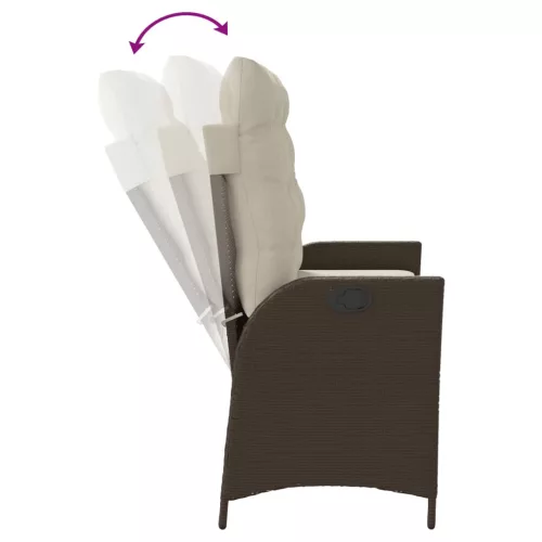  barna polyrattan dönthető kerti pad párnával