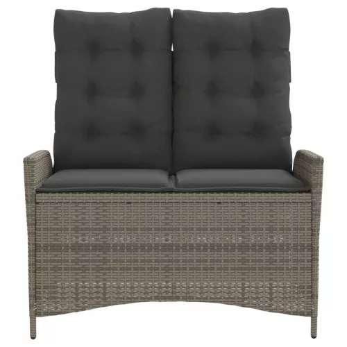  szürke polyrattan dönthető kerti pad párnával