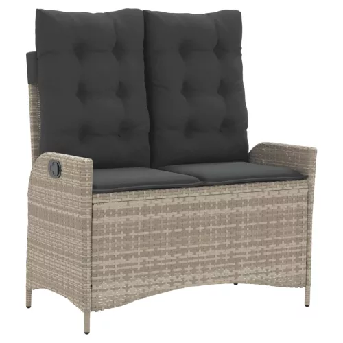  világosszürke polyrattan dönthető kerti pad párnával