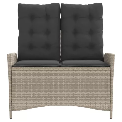  világosszürke polyrattan dönthető kerti pad párnával