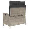  világosszürke polyrattan dönthető kerti pad párnával
