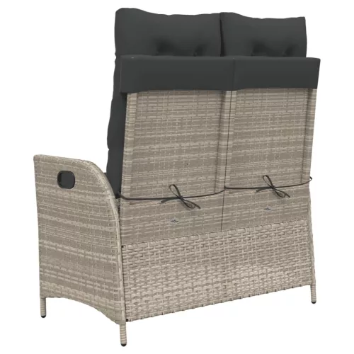  világosszürke polyrattan dönthető kerti pad párnával