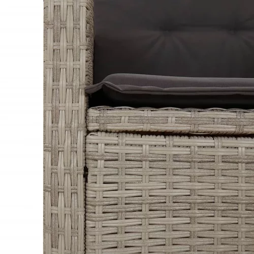  világosszürke polyrattan dönthető kerti pad párnával
