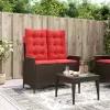  barna polyrattan dönthető kerti pad párnával