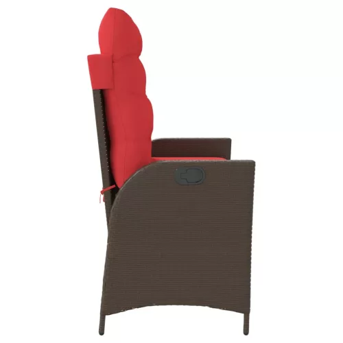  barna polyrattan dönthető kerti pad párnával