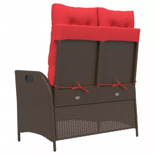 barna polyrattan dönthető kerti pad párnával