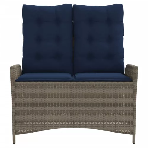  szürke polyrattan dönthető kerti pad párnával