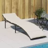  fekete polyrattan napozóágy párnával 55x199x50 cm