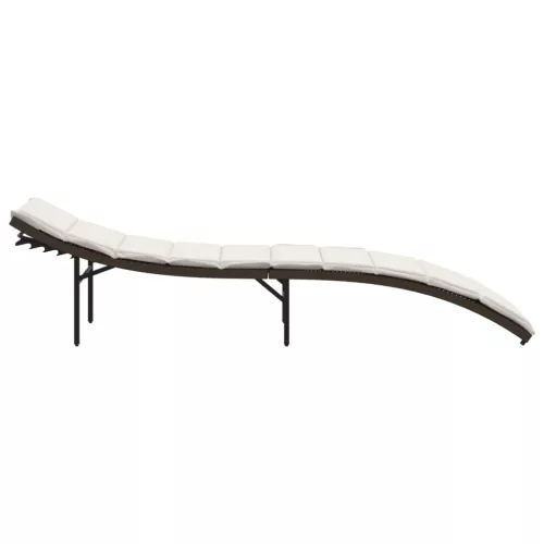  barna polyrattan napozóágy párnával 55x199x50 cm
