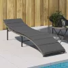  szürke polyrattan napozóágy párnával 55x199x50 cm
