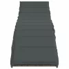  szürke polyrattan napozóágy párnával 55x199x50 cm