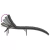  szürke polyrattan napozóágy párnával 55x199x50 cm