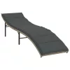  világosszürke polyrattan napozóágy párnával 55x199x50 cm