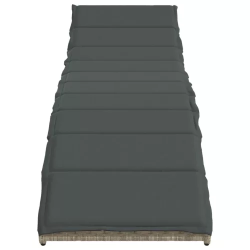  világosszürke polyrattan napozóágy párnával 55x199x50 cm