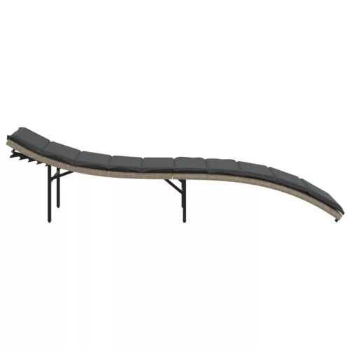  világosszürke polyrattan napozóágy párnával 55x199x50 cm