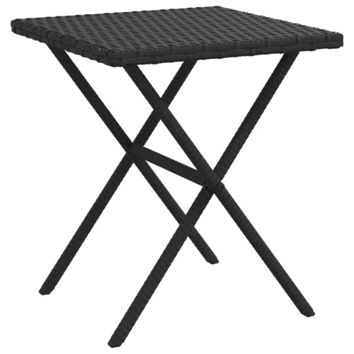  2 db fekete polyrattan napozóágy asztallal