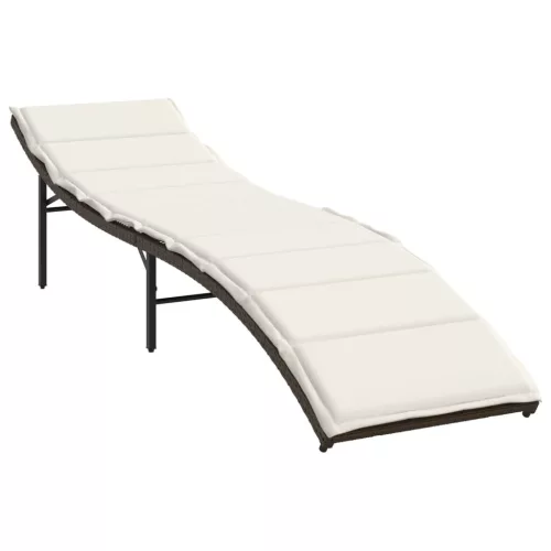  2 db barna polyrattan napozóágy asztallal