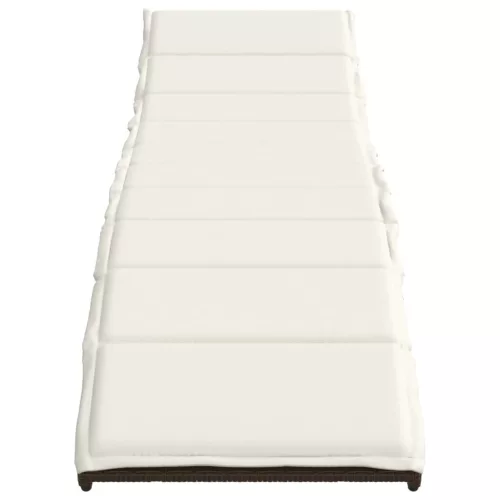  2 db barna polyrattan napozóágy asztallal