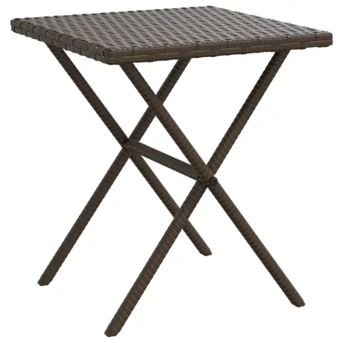  2 db barna polyrattan napozóágy asztallal