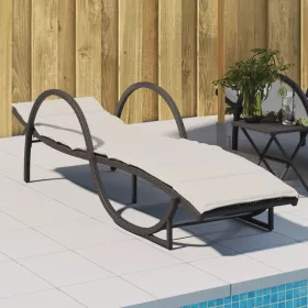  fekete polyrattan napozóágy párnával 60 x 199 x 42 cm