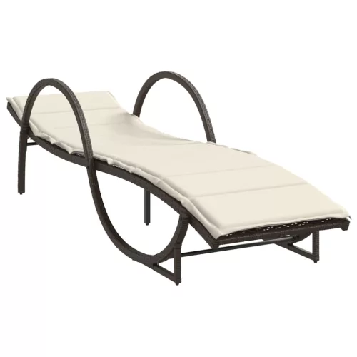  barna polyrattan napozóágy párnával 60 x 199 x 42 cm