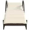  barna polyrattan napozóágy párnával 60 x 199 x 42 cm