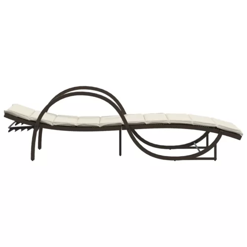  barna polyrattan napozóágy párnával 60 x 199 x 42 cm