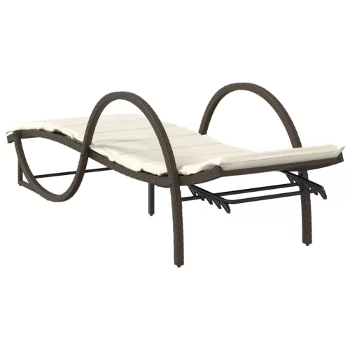  barna polyrattan napozóágy párnával 60 x 199 x 42 cm