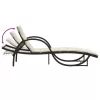  barna polyrattan napozóágy párnával 60 x 199 x 42 cm