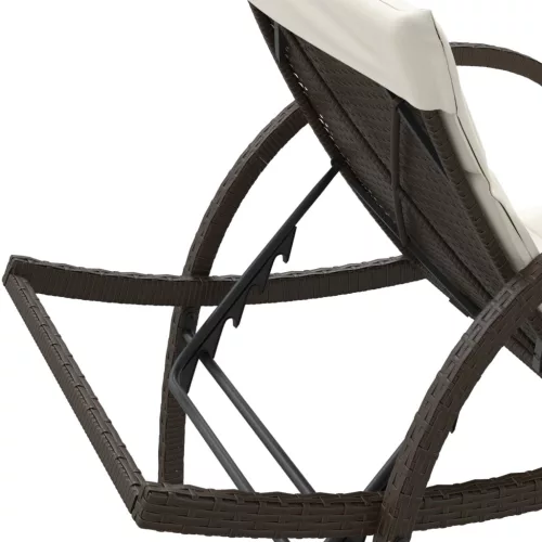  barna polyrattan napozóágy párnával 60 x 199 x 42 cm