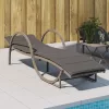  szürke polyrattan napozóágy párnával 60x199x42 cm