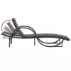  szürke polyrattan napozóágy párnával 60x199x42 cm