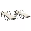  2 db barna polyrattan napozóágy asztallal