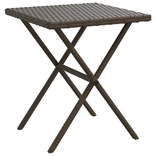  2 db barna polyrattan napozóágy asztallal