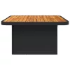  fekete polyrattan és akácfa kerti asztal 80 x 80 x 71 cm
