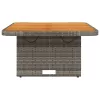  szürke polyrattan és akácfa kerti asztal 80 x 80 x 71 cm