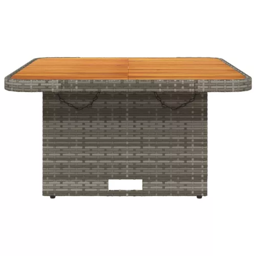 szürke polyrattan és akácfa kerti asztal 80 x 80 x 71 cm